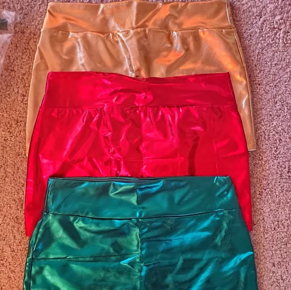 SAKKAS WOMEN'S SKIRT SHINY METALLIC /LIQUID, GREEN MINI SKIRT